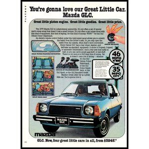 1978 Mazda GLC 2 Door Hatchback Vintage Print Ad Compact Car Wall Art Photo